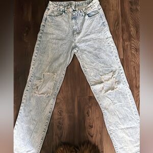 SHEIN Blue Straight Jeans Classic Denim/Distressed